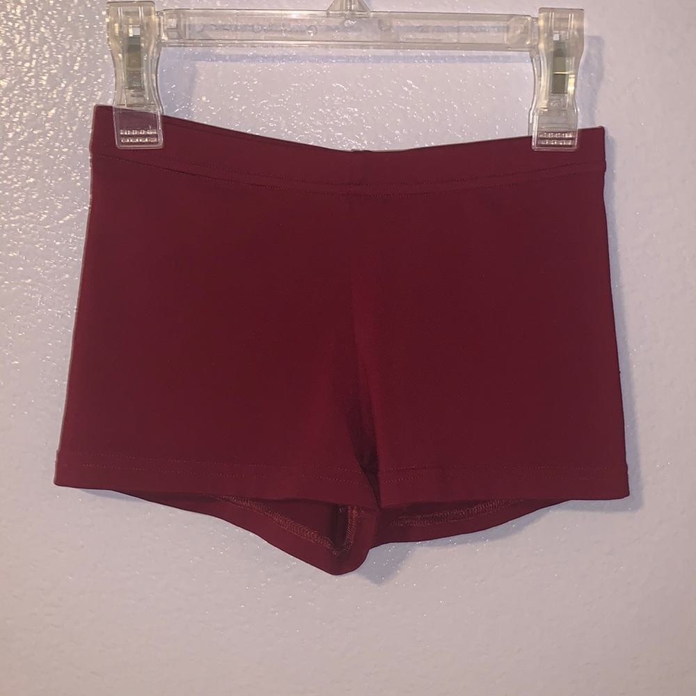Nyce by Buck’s Bags spankies girls small burgundy gymnastics dance shorts